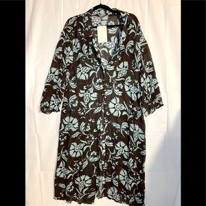 J. Jill Floral Sheer Longline Button Down Coverup